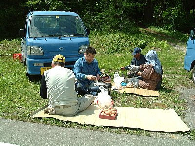 農作業の合間の休憩